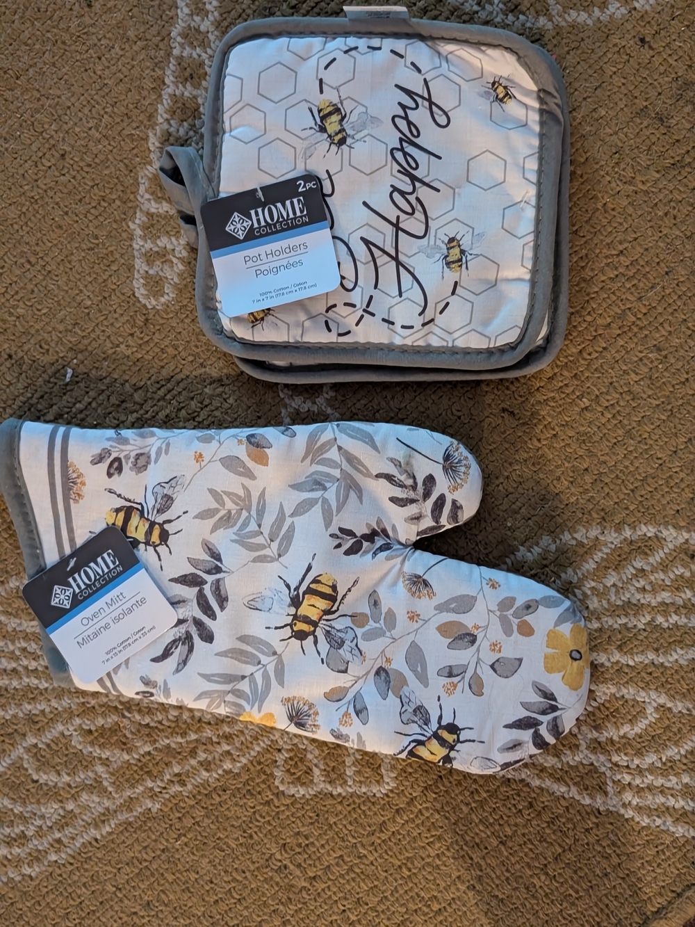 Home Collection Bee Kitchen Set - White, Yellow, Gray